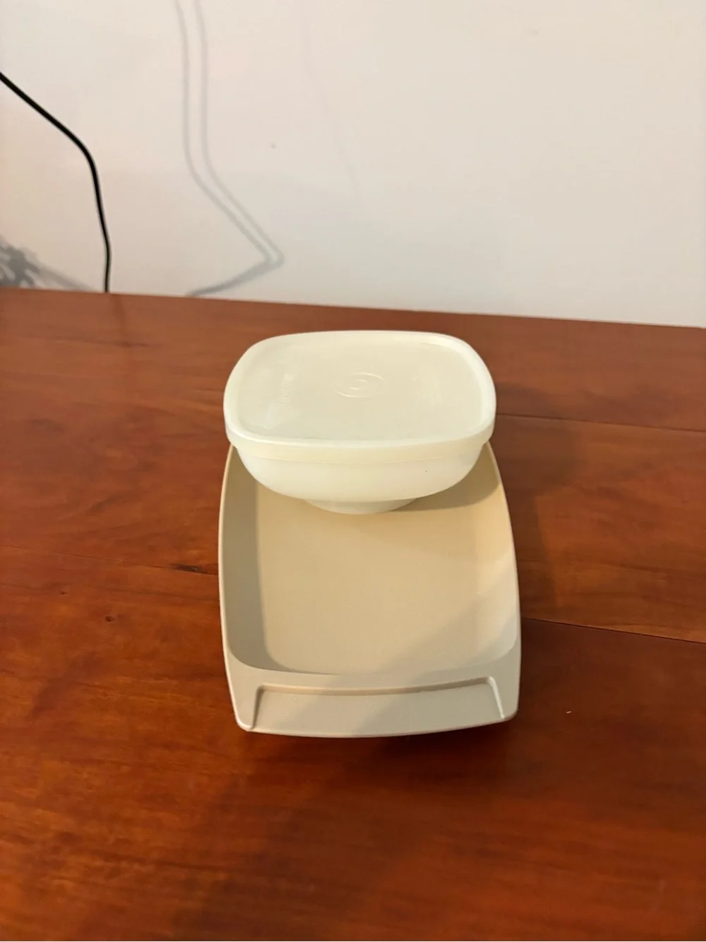 Vintage Tupperware Serving Tray & Snack Container Set Almond Beige